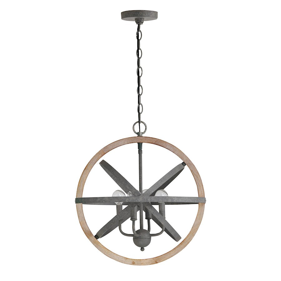Capital Lighting 4 Light Pendant, Iron and Wood