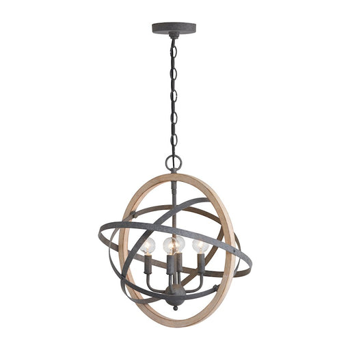 Capital Lighting 4 Light Pendant, Iron and Wood
