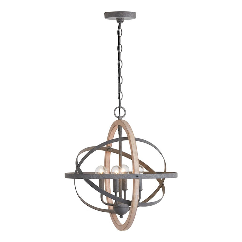 Capital Lighting 4 Light Pendant, Iron and Wood