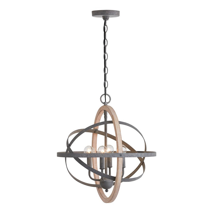 Capital Lighting 4 Light Pendant, Iron and Wood