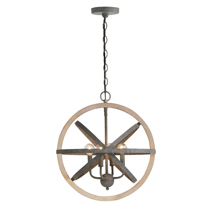 Capital Lighting 4 Light Pendant, Iron and Wood