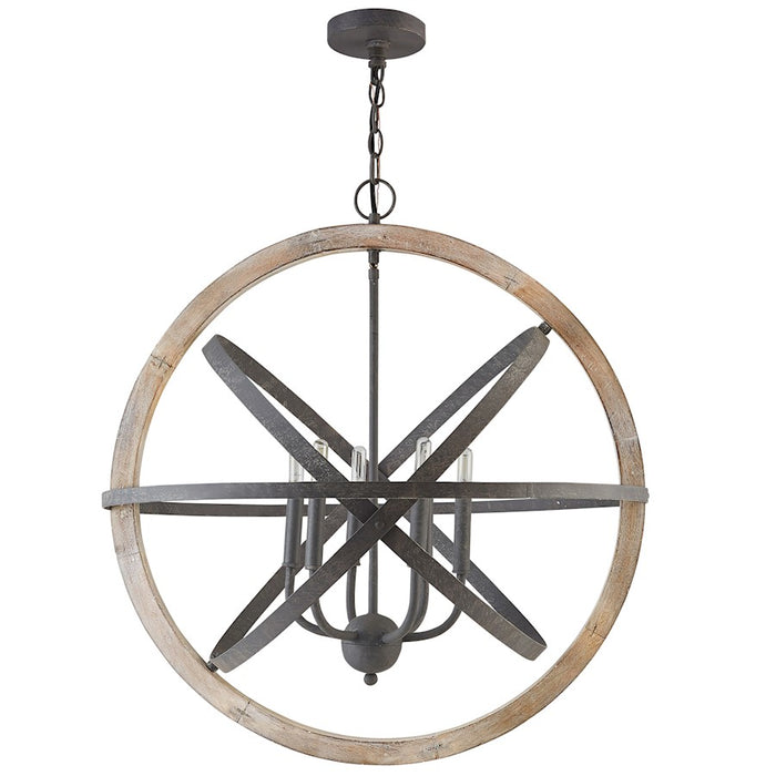 Capital Lighting 6 Light Pendant, Iron and Wood