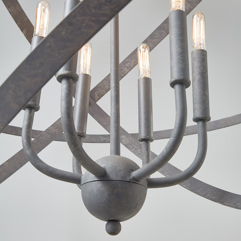 Capital Lighting 6 Light Pendant, Iron and Wood