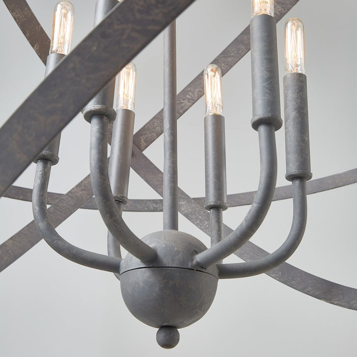 Capital Lighting 6 Light Pendant, Iron and Wood
