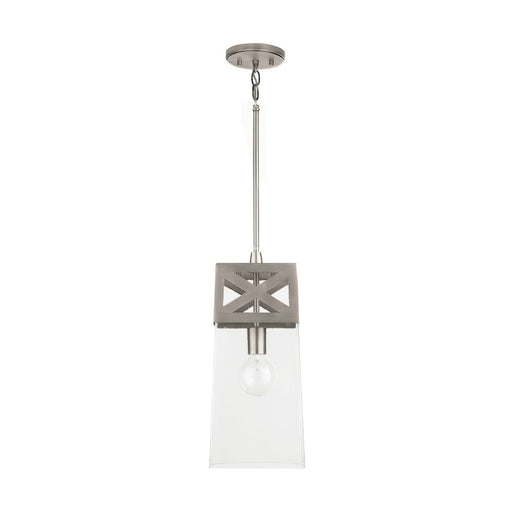 Capital Lighting 1 Light Pendant, Brushed Nickel with Clear Glass