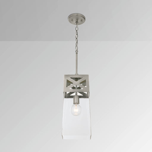 Capital Lighting 1 Light Pendant, Brushed Nickel with Clear Glass