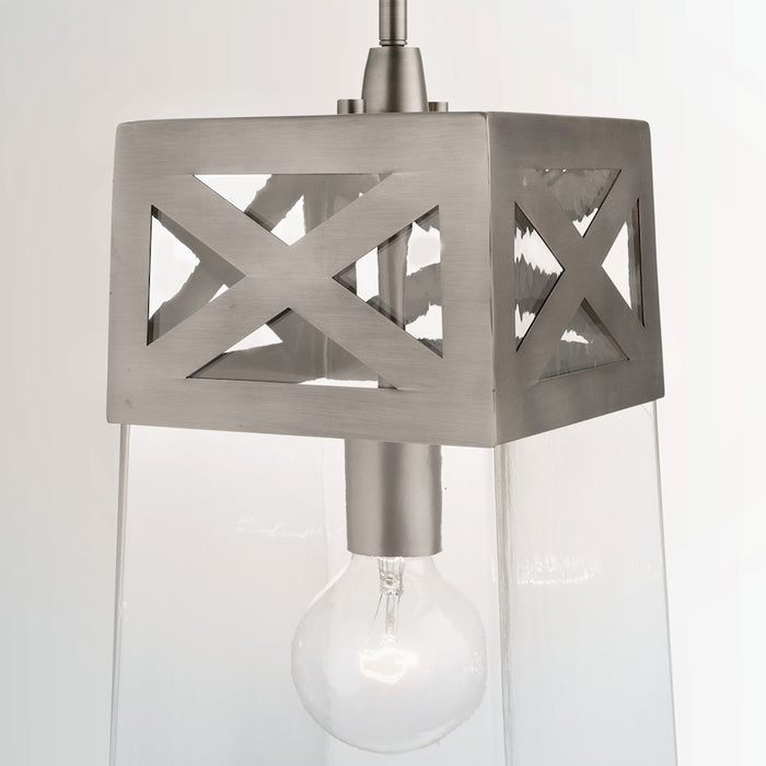 Capital Lighting 1 Light Pendant, Brushed Nickel with Clear Glass