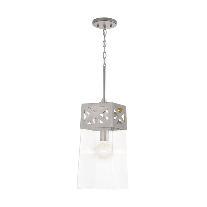Capital Lighting 1 Light Pendant, Brushed Nickel with Clear Glass