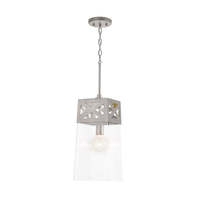 Capital Lighting 1 Light Pendant, Brushed Nickel with Clear Glass