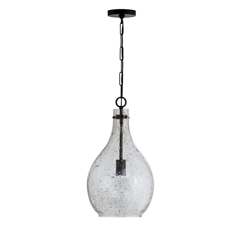 Capital Lighting 1 Light Pendant, Stone Seeded Glass