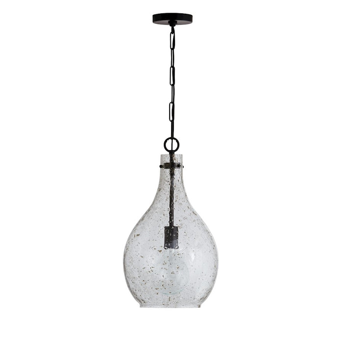 Capital Lighting 1 Light Pendant, Stone Seeded Glass