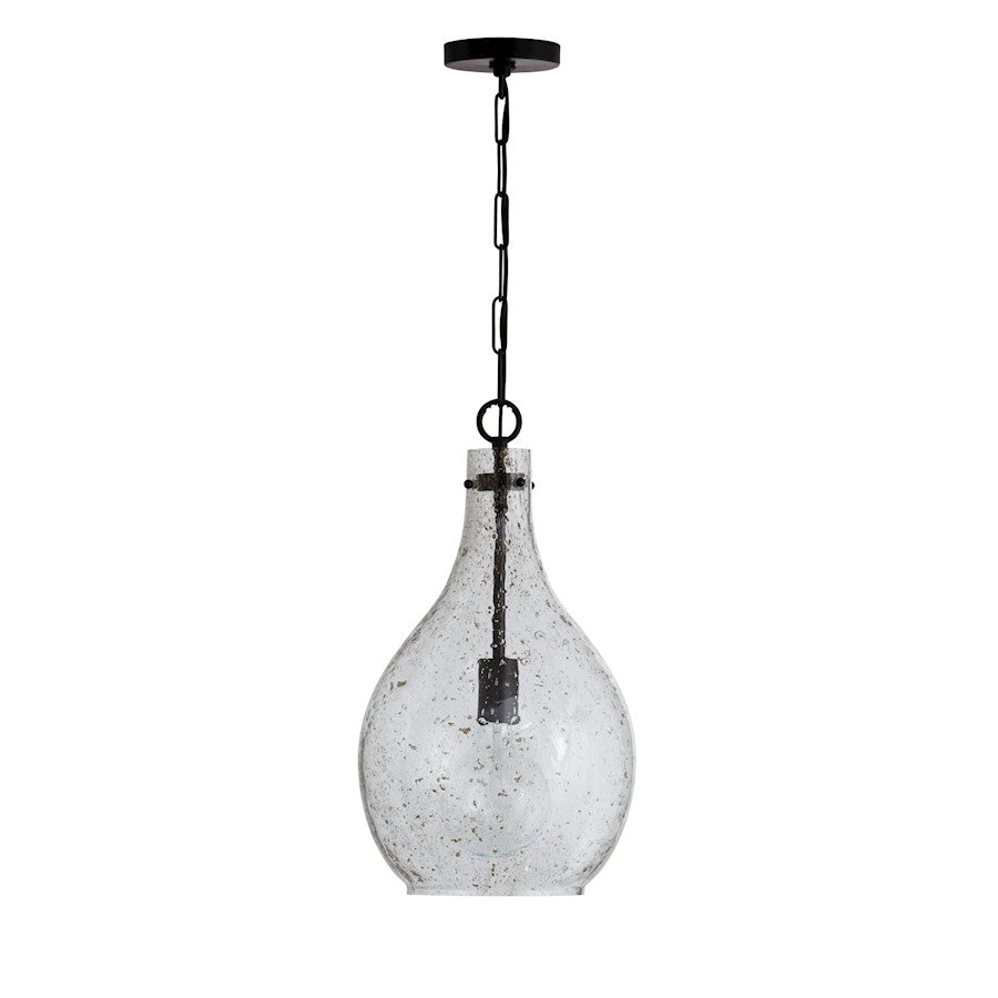 Capital Lighting 1 Light Pendant, Stone Seeded Glass