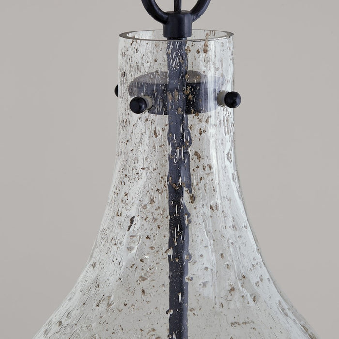 Capital Lighting 1 Light Pendant, Stone Seeded Glass