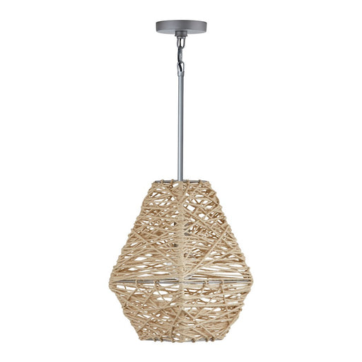 Capital Lighting 1 Light Pendant, Natural Jute and Grey