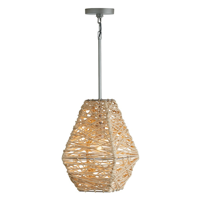 Capital Lighting 1 Light Pendant, Natural Jute and Grey