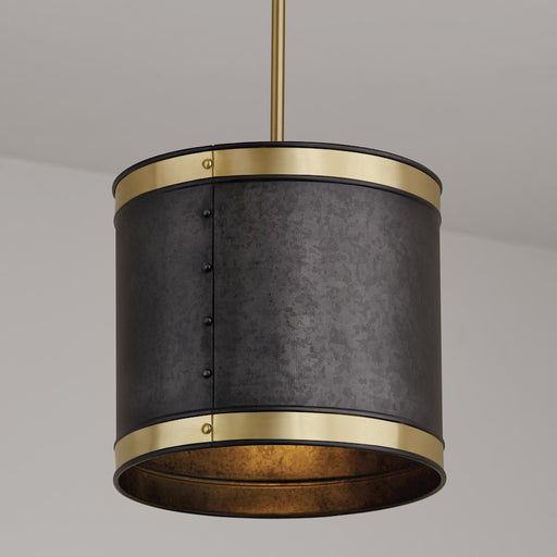 Capital Lighting Barrow 1 Light Pendant, Galvanized Black/True Brass