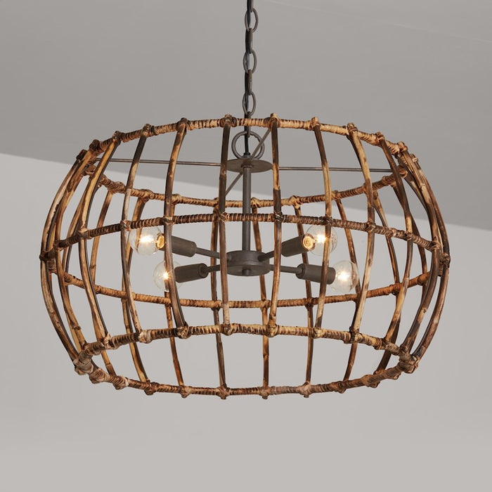 Capital Lighting Sanibel Light Pendant, Blazed Rattan/Nordic Grey