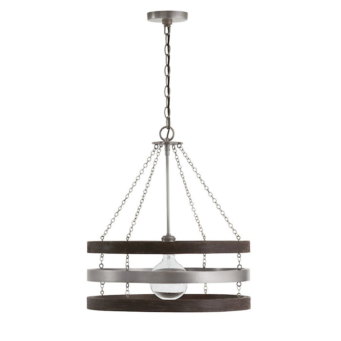 Capital Lighting Ashton 1 Light Pendant, Carbon Grey/Nickel