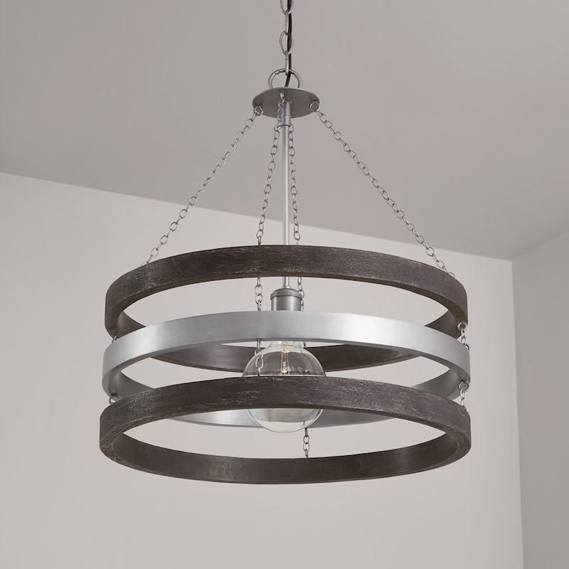 Capital Lighting Ashton 1 Light Pendant, Carbon Grey/Nickel
