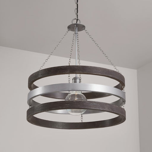 Capital Lighting Ashton 1 Light Pendant, Carbon Grey/Nickel