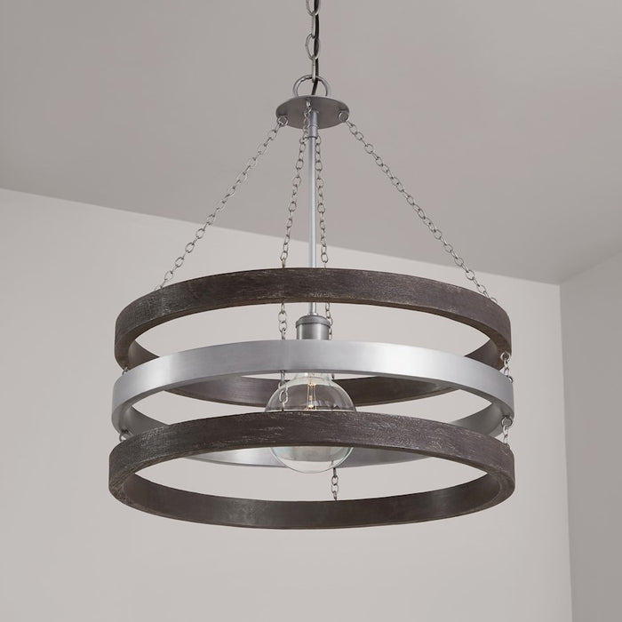 Capital Lighting Ashton 1 Light Pendant, Carbon Grey/Nickel