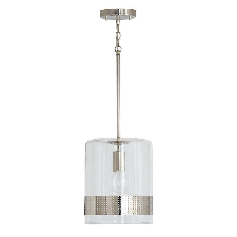Capital Lighting 1 Light Perforated Pendant, Clear Glass