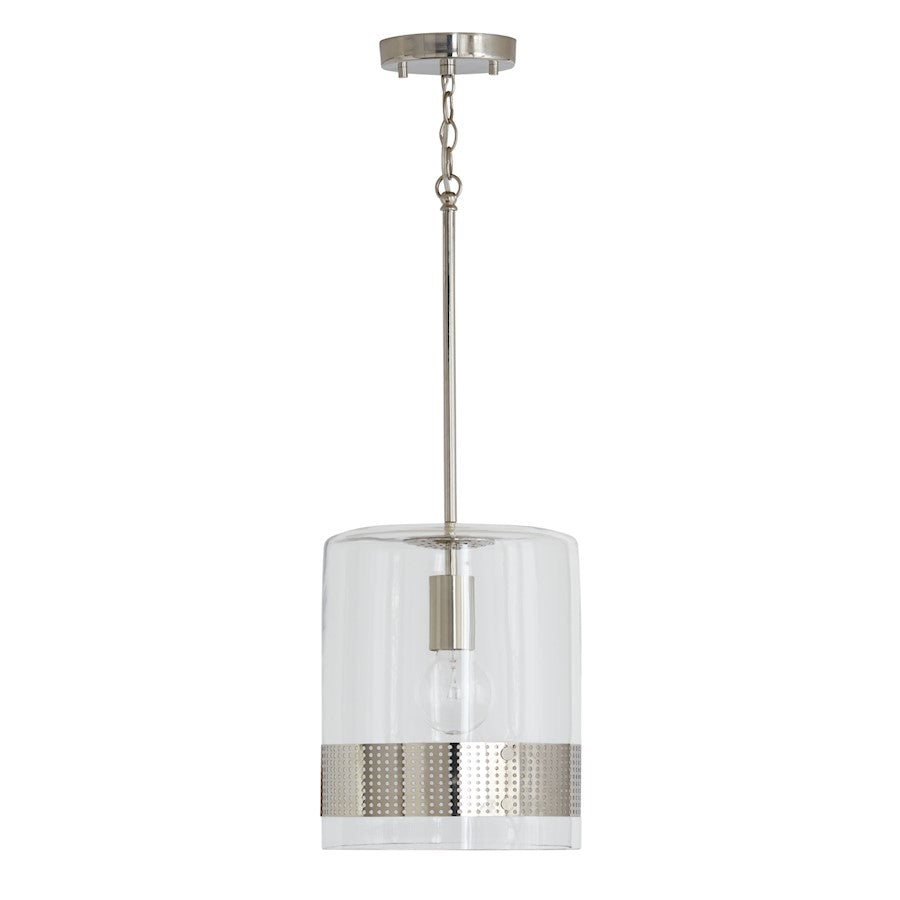 Capital Lighting 1 Light Perforated Pendant, Clear Glass