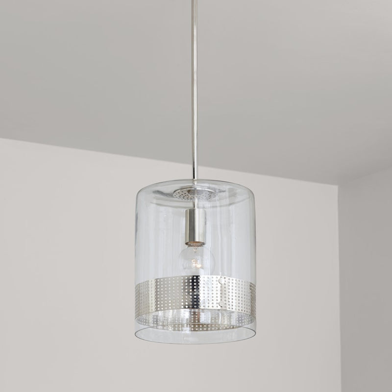 Capital Lighting 1 Light Perforated Pendant, Clear Glass