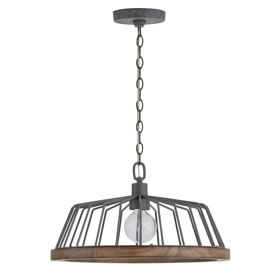 Capital Lighting 1 Light Pendant, Grey Wash/Iron