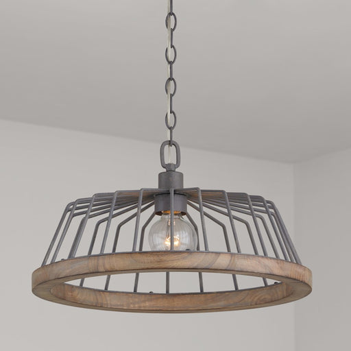 Capital Lighting 1 Light Pendant, Grey Wash/Iron