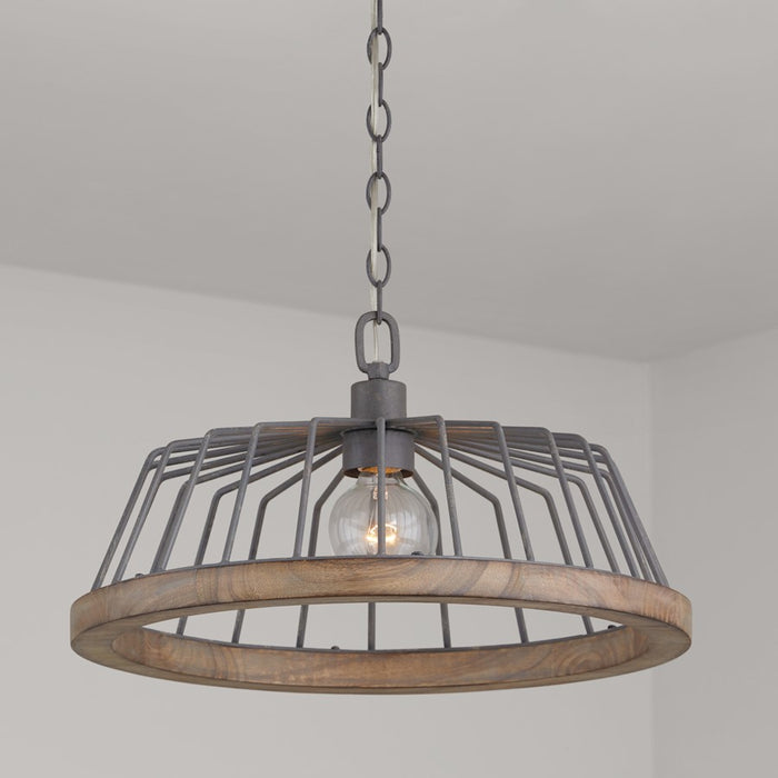 Capital Lighting 1 Light Pendant, Grey Wash/Iron