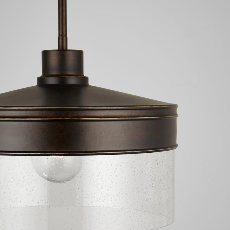 Capital Lighting 1-Light Pendant, Buffed Bronze/Clear Seeded