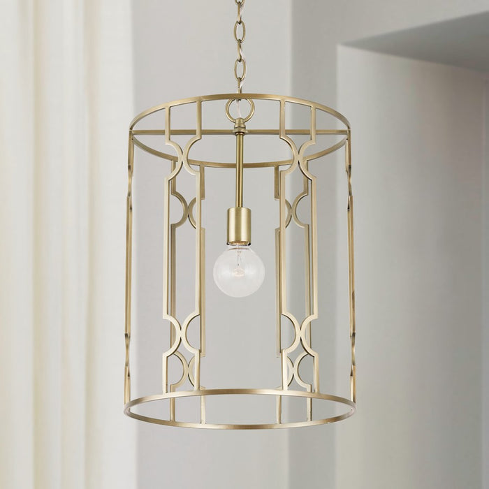 Capital Lighting Jordyn 1-Light Pendant, Aged Brass