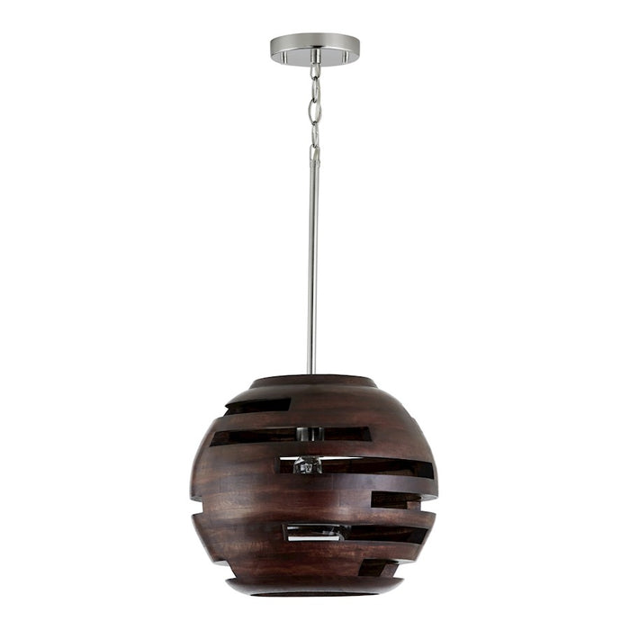 Capital Lighting DaLighton 1-Light Pendant, Dark Wood/Nickel