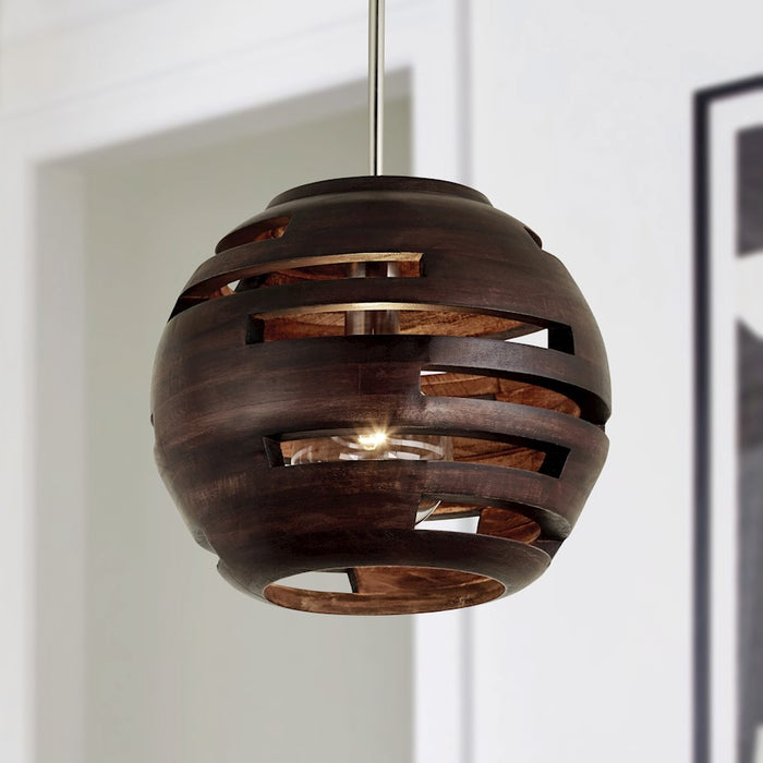 Capital Lighting DaLighton 1-Light Pendant, Dark Wood/Nickel