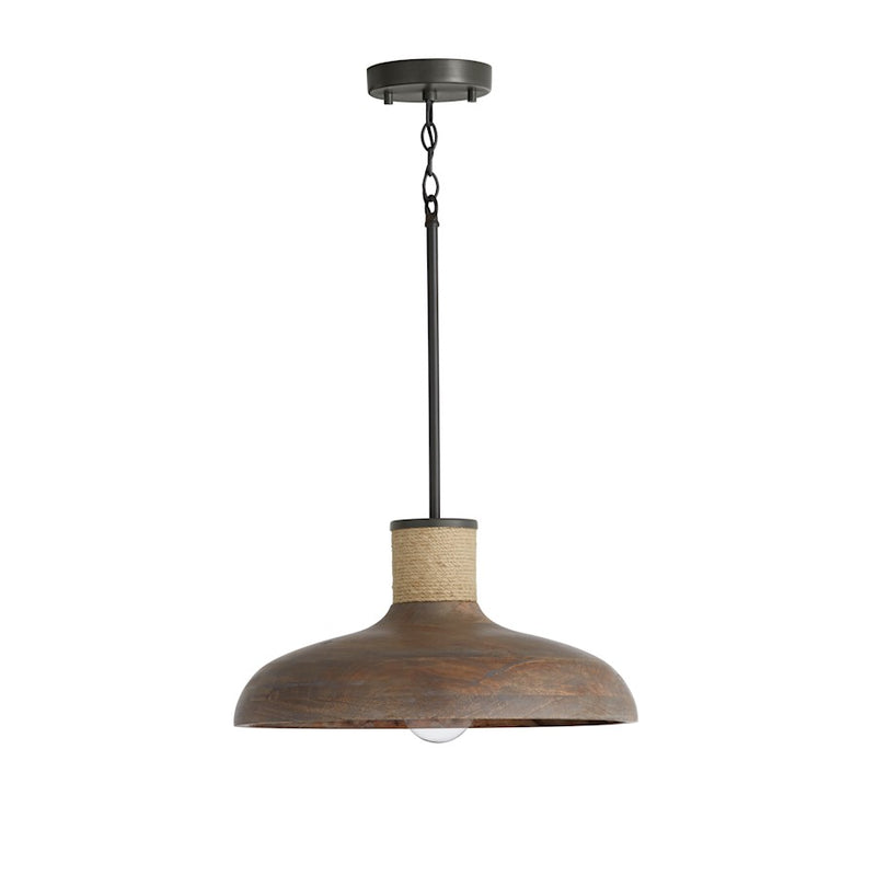 Capital Lighting Jacob 1-Light Pendant, Grey Wash Iron Silk