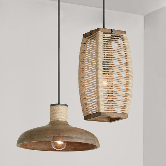 Capital Lighting Jacob 1-Light Pendant, Grey Wash Iron Silk