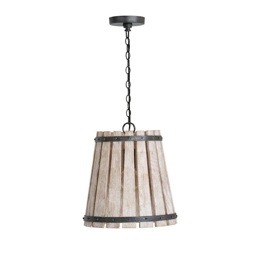 Capital Lighting Remi 1-Light Pendant, Brushed White Wash Nordic Iron