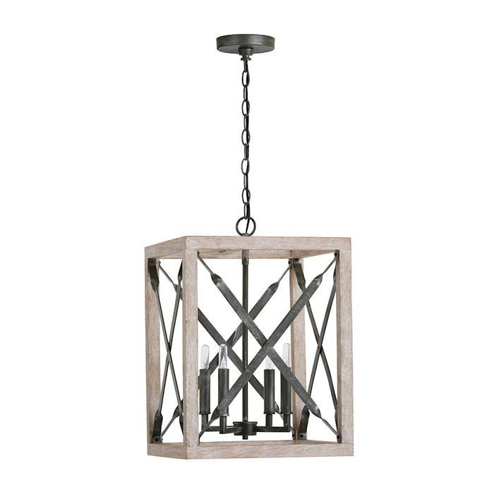 Capital Lighting Remi 4-Light Pendant, Brushed White Wash Nordic Iron