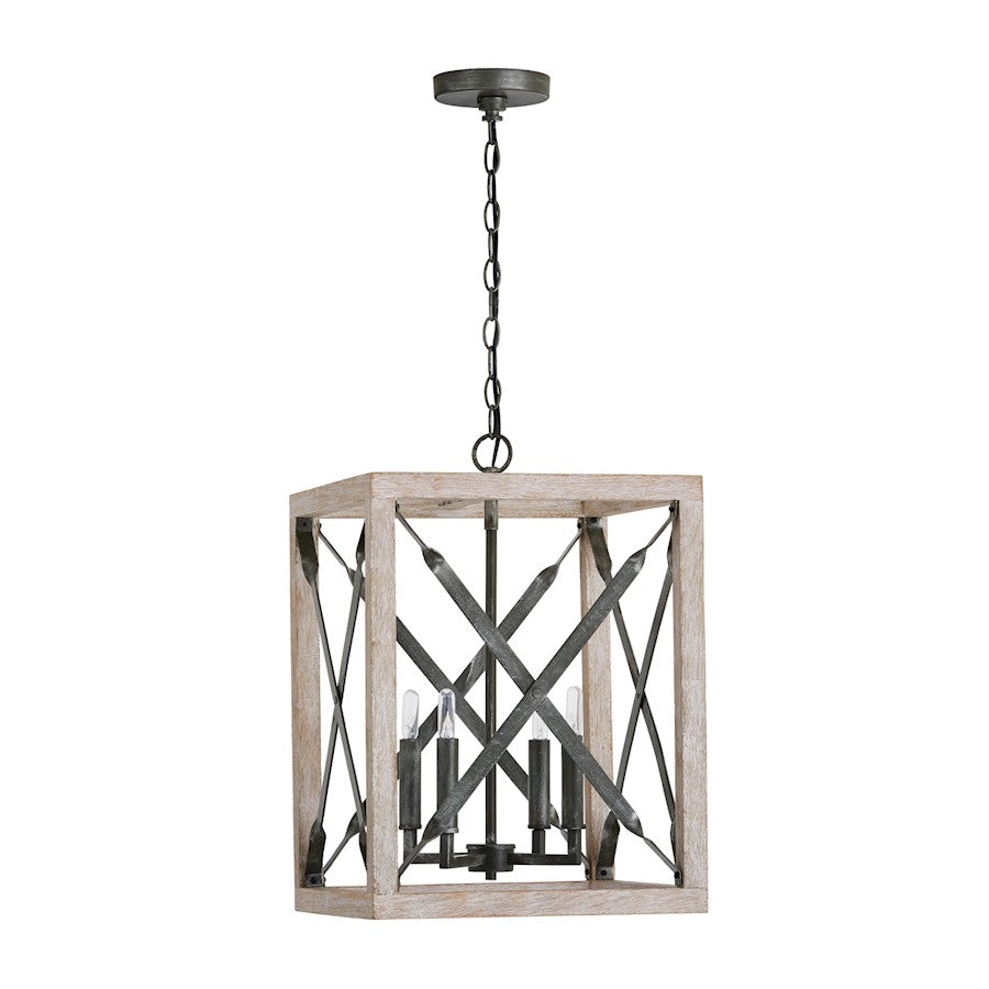 Capital Lighting Remi 4-Light Pendant, Brushed White Wash Nordic Iron
