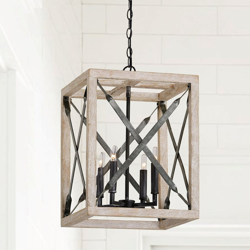 Capital Lighting Remi 4-Light Pendant, Brushed White Wash Nordic Iron