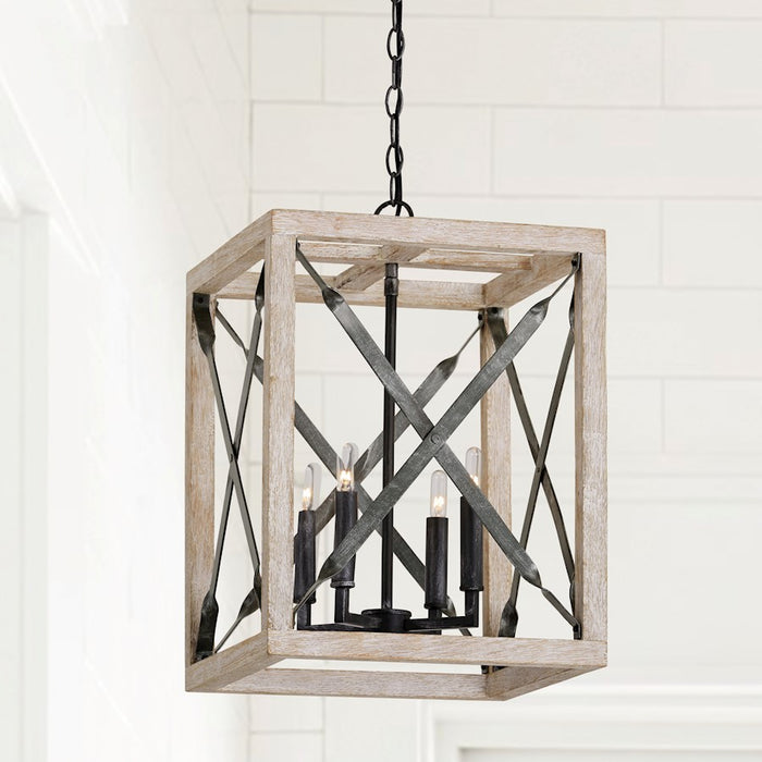 Capital Lighting Remi 4-Light Pendant, Brushed White Wash Nordic Iron