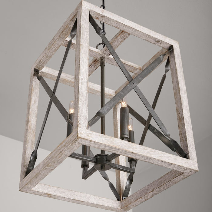 Capital Lighting Remi 4-Light Pendant, Brushed White Wash Nordic Iron