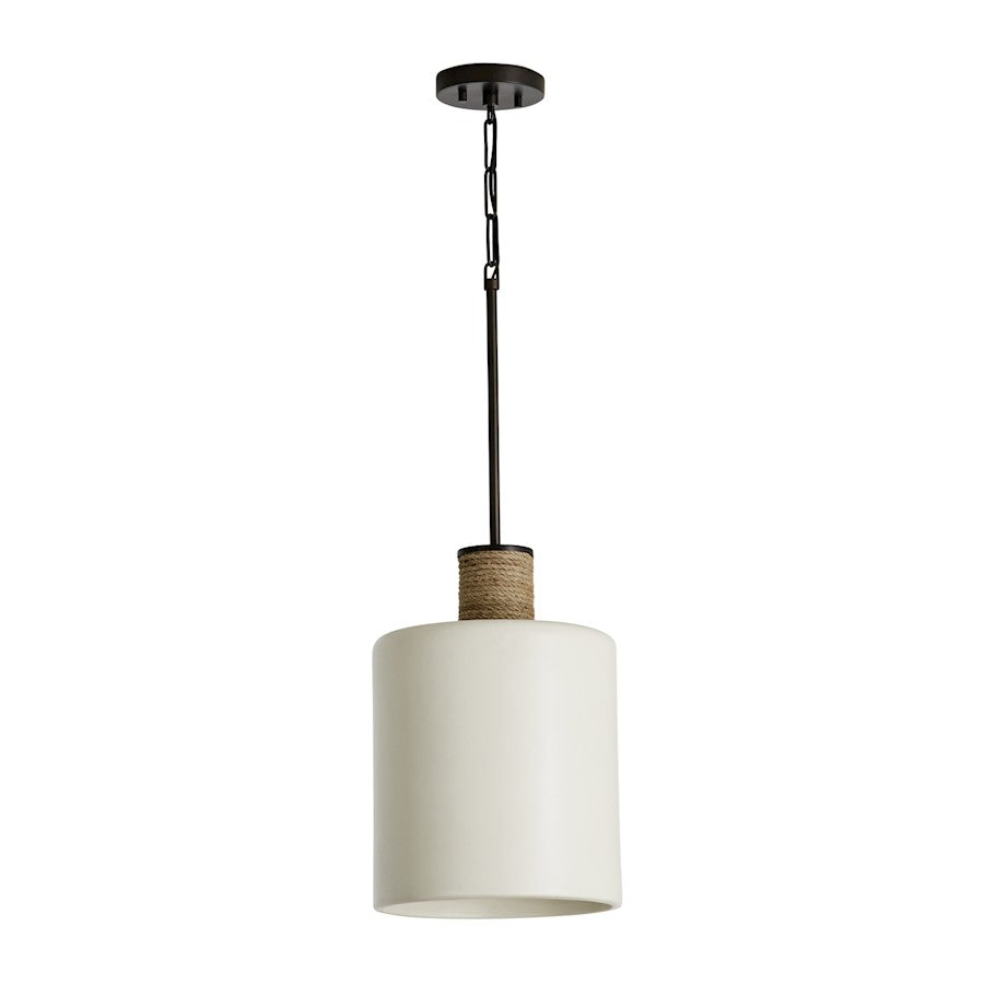 Capital Lighting 1-Light Small Pendant, Dark Pewter/Soft White Ceramic