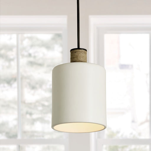 Capital Lighting 1-Light Small Pendant, Dark Pewter/Soft White Ceramic