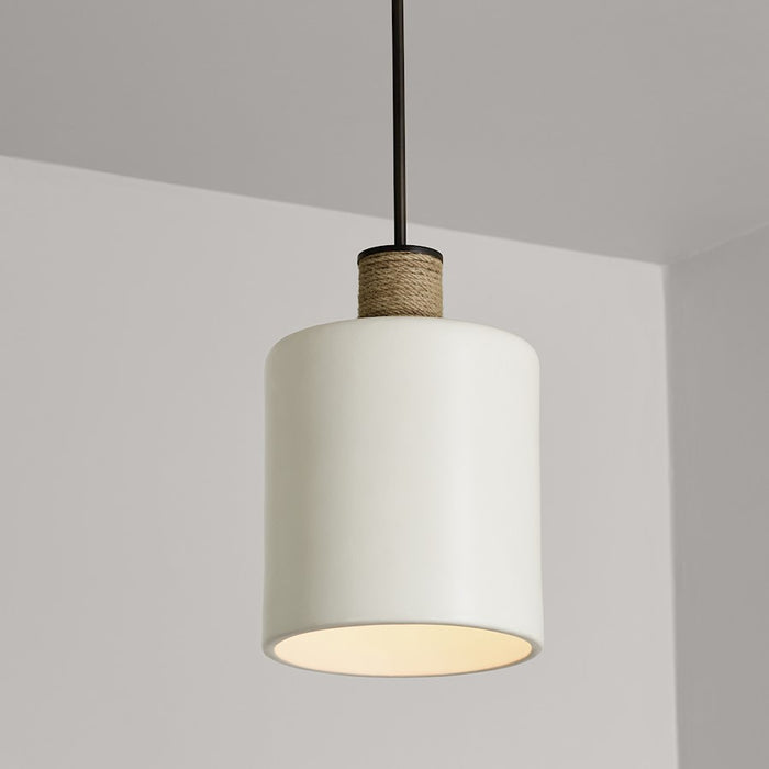 Capital Lighting 1-Light Small Pendant, Dark Pewter/Soft White Ceramic