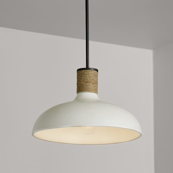 Capital Lighting 1-Light Large Pendant, Dark Pewter/Soft White Ceramic