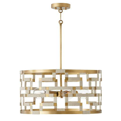 Capital Lighting Hala Pendant, Bleached Natural Jute/Brass