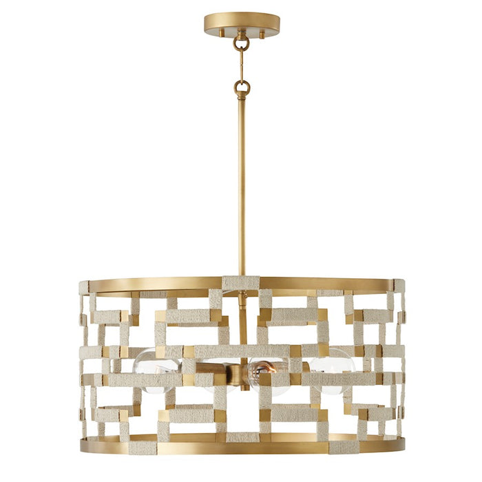 Capital Lighting Hala Pendant, Bleached Natural Jute/Brass