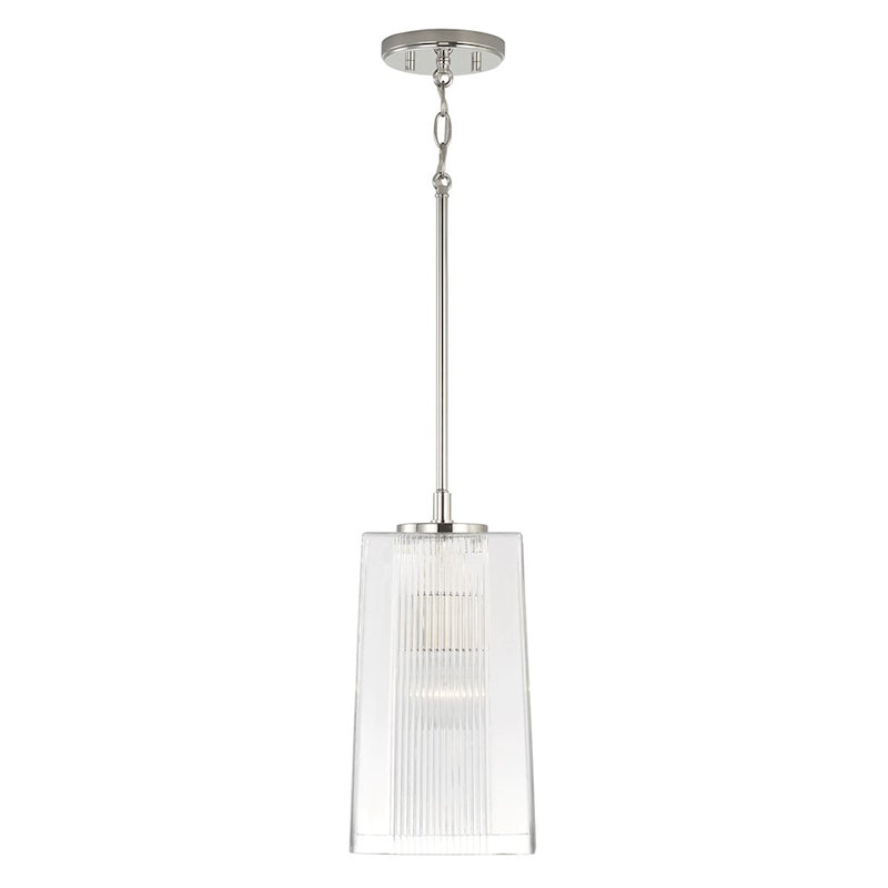 Capital Lighting Lexi 1 Light Pendant, Clear Fluted